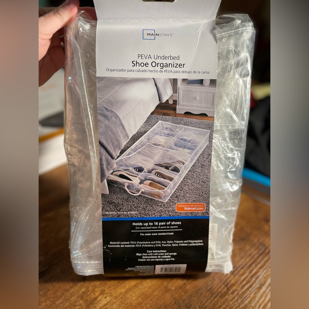 NWT Mainstay clear under bed Shoe Organizer Storage Solution